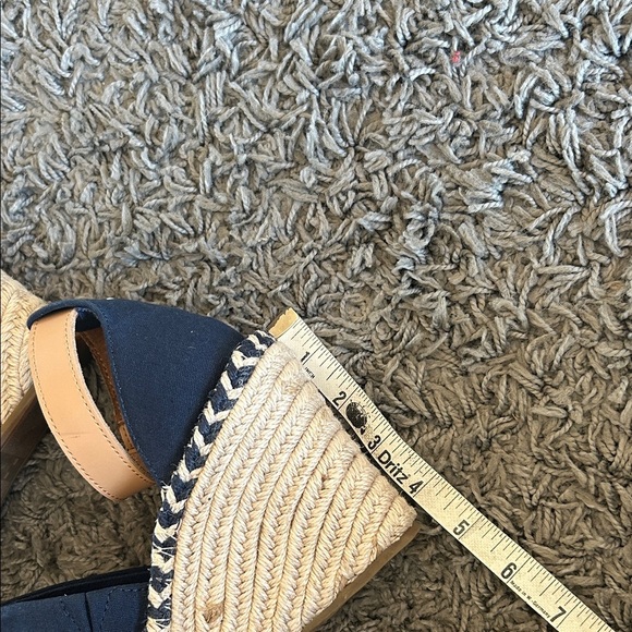 TOMS Marisol Navy Blue Canvas Wedge Heel Open Toe Ankle Strap Sandals Size 8.5 - Picture 9 of 9